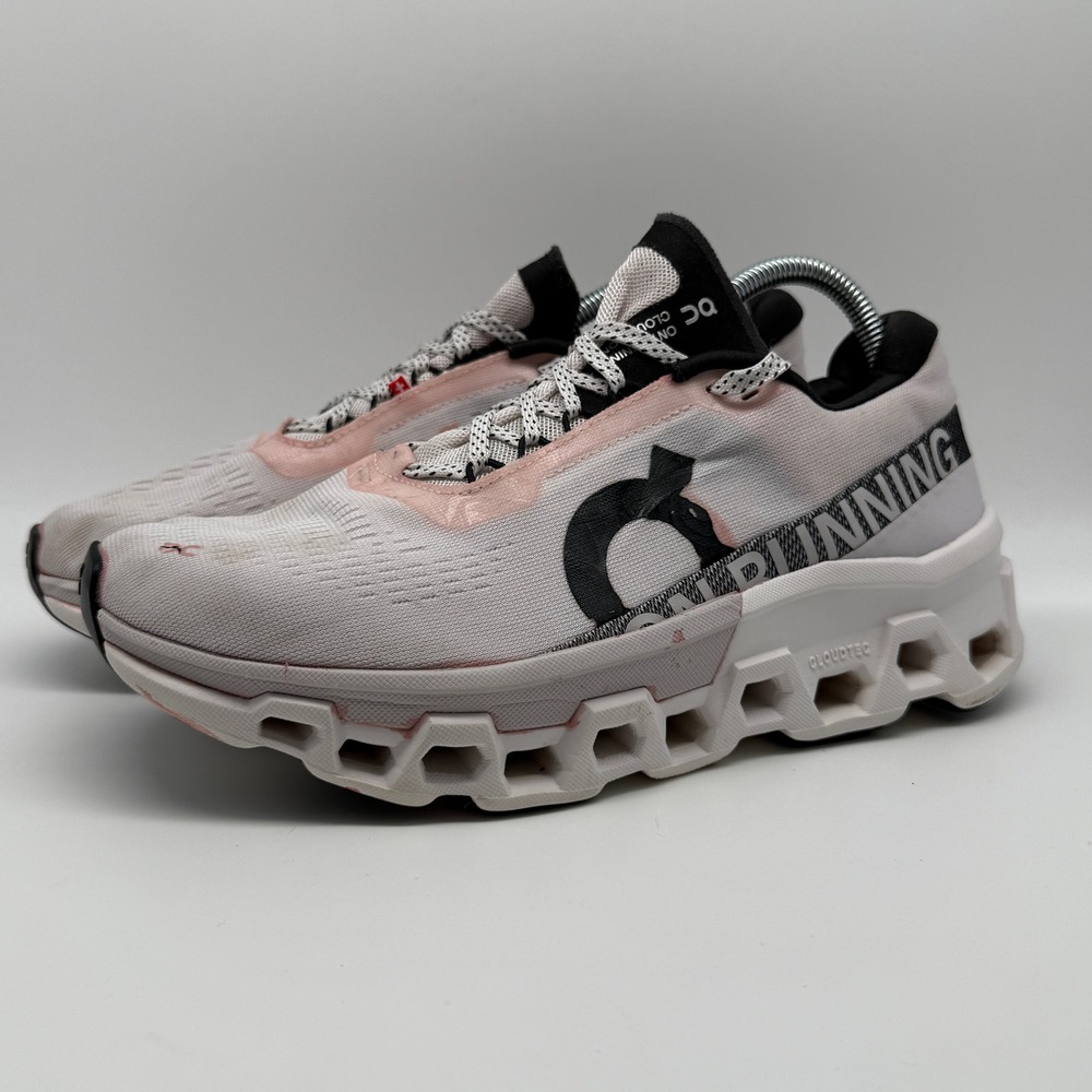 On Cloudmonster Running Shoes White Pink Black CloudTec Helion Sneakers Mens 8